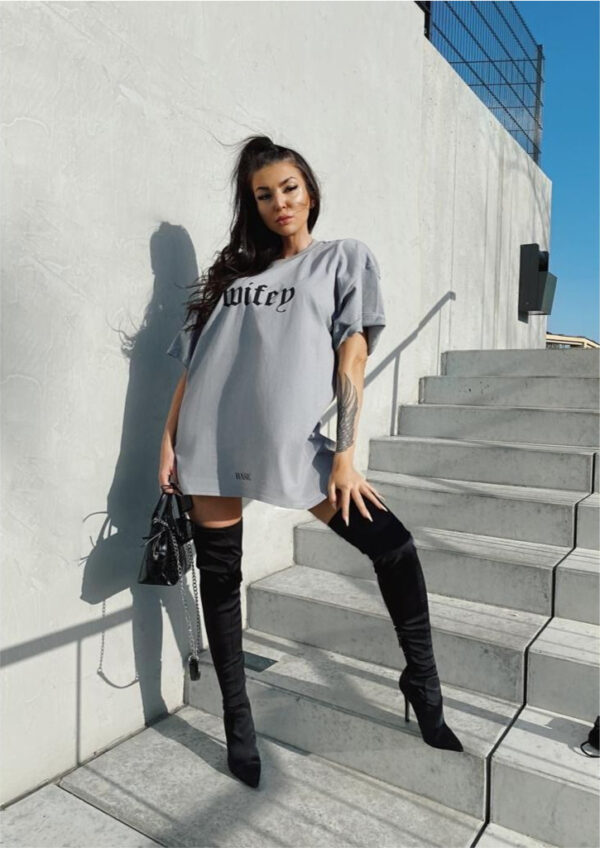 WIFEY TEE - GREY BLACK