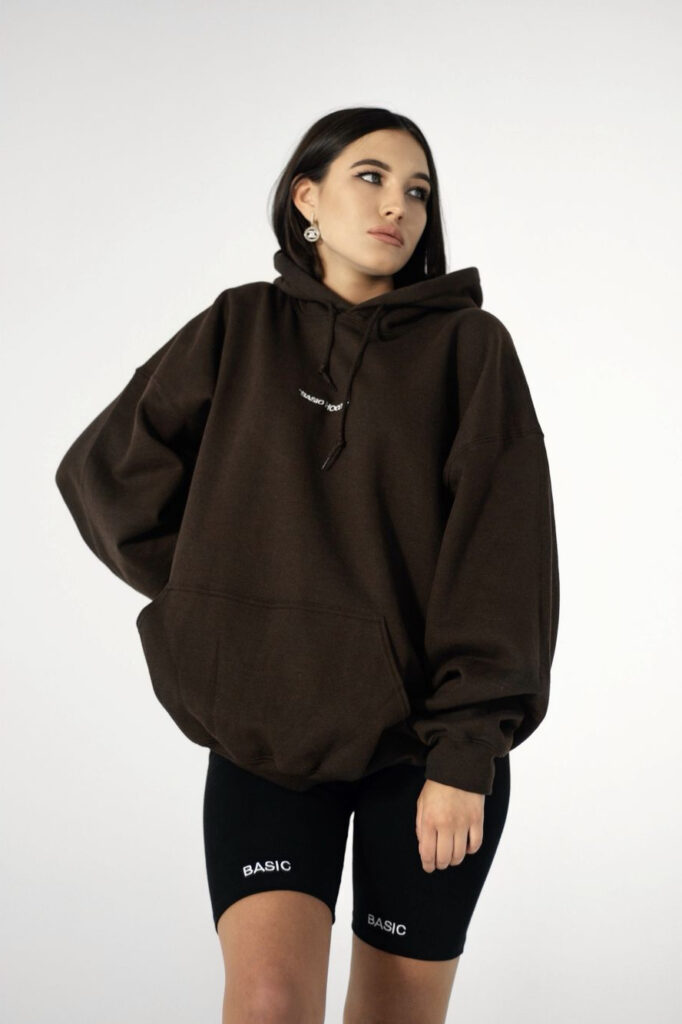 BASIC HOODIE - BROWN - Image 2